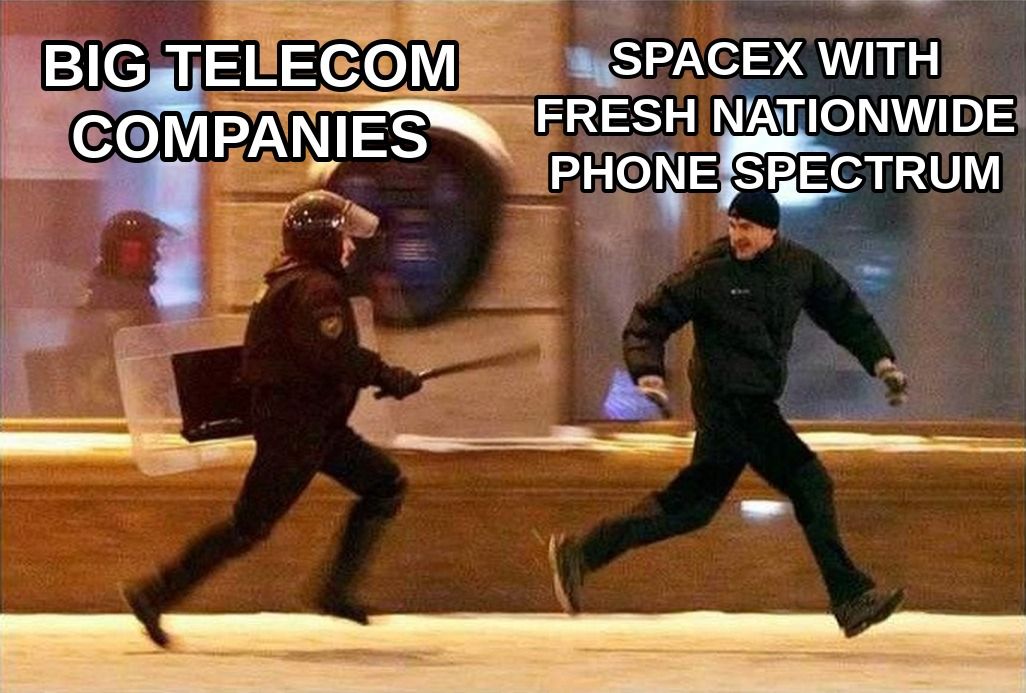 albertBarseg's tweet photo. SpaceX's spectrum deal sent telecom stocks wobbling. Satellites are coming for your mobile carrier, and they look way too happy about it. 🏃‍♂️🛰️

#SpaceX #Starlink https://t.co/0Fv8Gbxtwh