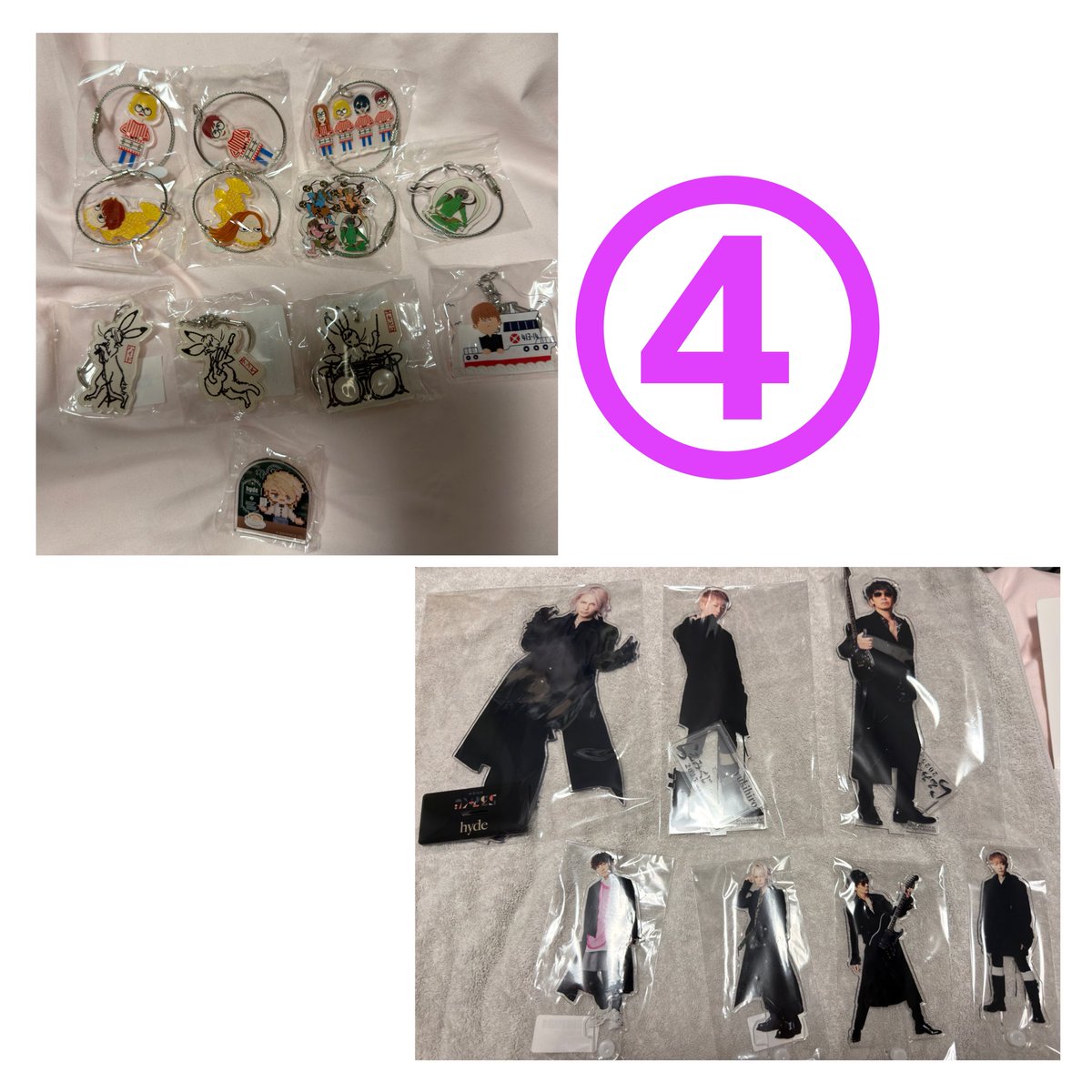 Hana87hyde's tweet photo. L'Arc~en~Ciel ／ラルク
交換 募集
ラルくじ

譲▽
画像①🟦
シークレット 画像② tetsuya 2種
画像③Round1缶バッジステッカー
画像④過去ラルみくじ、くじ等

求▼
画像①🟥
hydeラメアクリルキーホルダー
他
hydeシークレット 画像②のhyde

※シクレはシクレ同士の交換のみ

※ツアー会場or郵送 https://t.co/yIzC2KNDNR