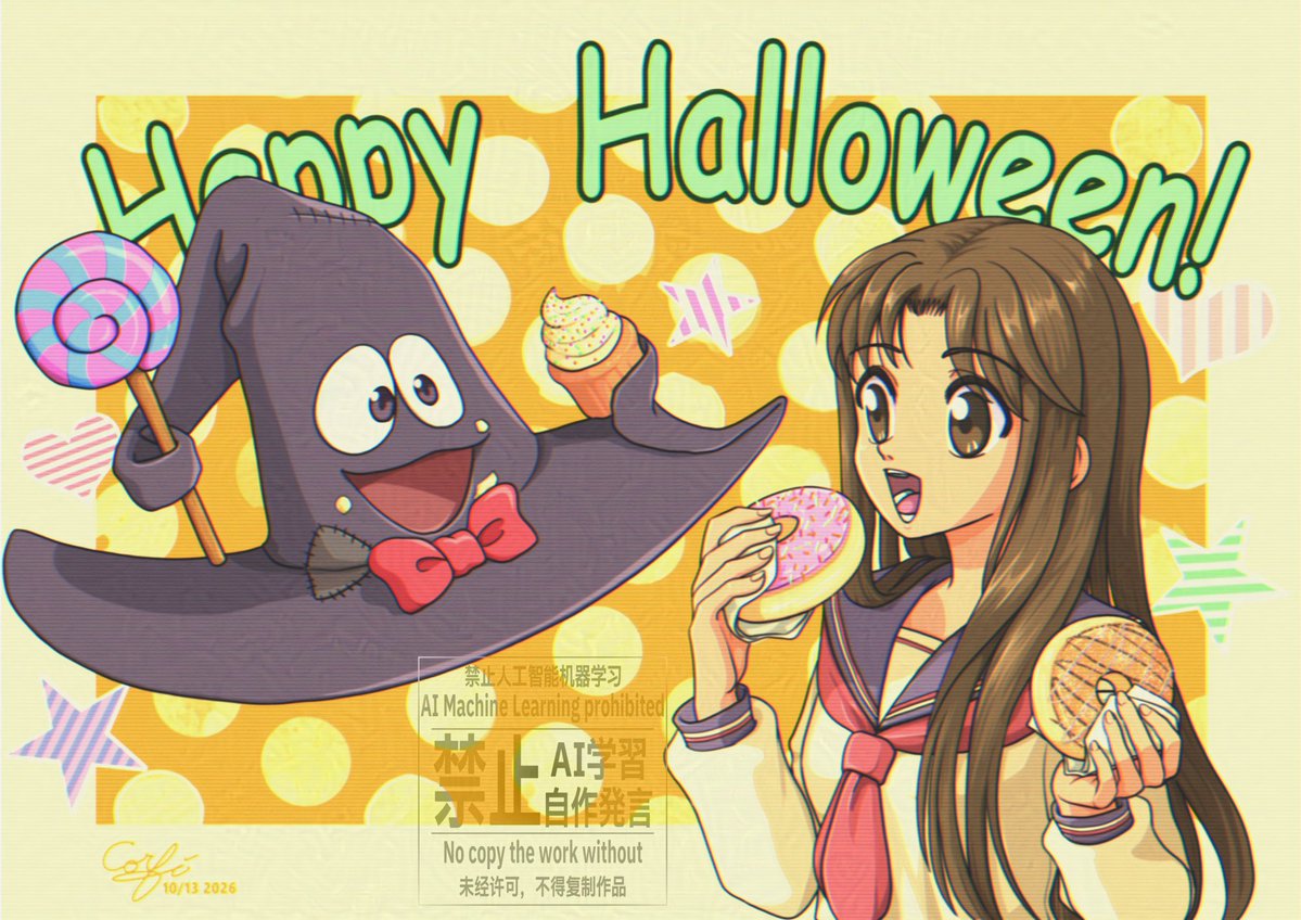 Cara_CORFI's tweet photo. #Halloween #90sanime #retroanime #illustration #digitalart https://t.co/N2BZ76QtkC