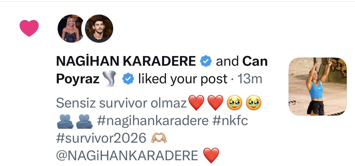 aggelinaFlorop3's tweet photo. I’m certainly quite famous today😂😂❤️❤️ #nagihankaradere #nkfc #SudeDemir #survivor2026 🫶🏼 @NAGiHANKARADERE  ❤️ (guest star @Can_Poyraz_  🫂❤️😂💙🫶🏼) https://t.co/uoWiFzqRmZ