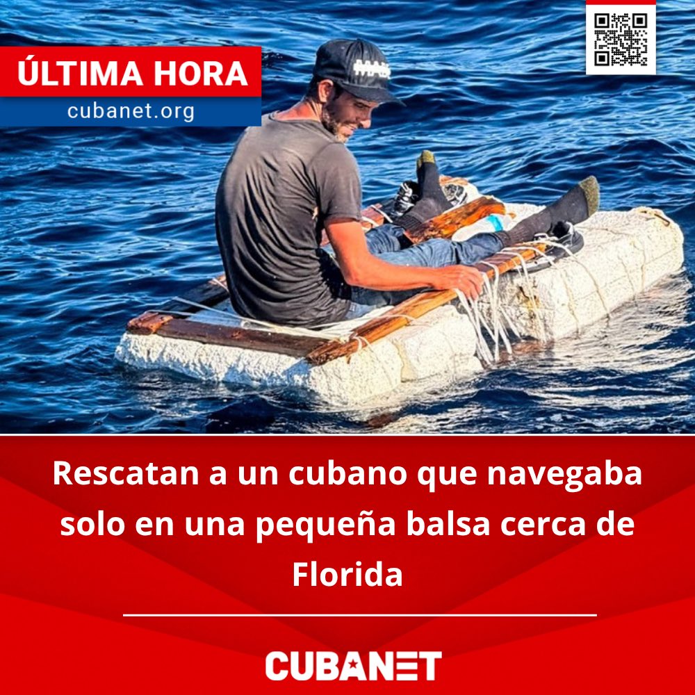CubanetNoticias's tweet photo. 🚨 Rescatan a un cubano que navegaba solo en una pequeña balsa cerca de Florida

Un migrante cubano fue rescatado el 12 de octubre cuando se encontraba solo a bordo de una pequeña balsa, a unas 16 millas (26 kilómetros) al este de Key Biscayne, Florida.

Un navegante alertó sobre su presencia a través del canal de emergencias marítimas, lo que permitió la intervención de unidades de Miami y Fort Lauderdale y de la Guardia Costera de Estados Unidos.

El cubano recibió asistencia de emergencia y fue evaluado por los servicios médicos de Miami-Dade, que determinaron que se encontraba en condiciones estables. Posteriormente, fue trasladado al guardacostas Melvin Bell para continuar los procedimientos correspondientes.

Las autoridades estadounidenses advirtieron sobre el peligro extremo de las travesías migratorias en embarcaciones precarias. Hasta el momento, no se ha informado la identidad del rescatado ni el punto desde donde inició su viaje.