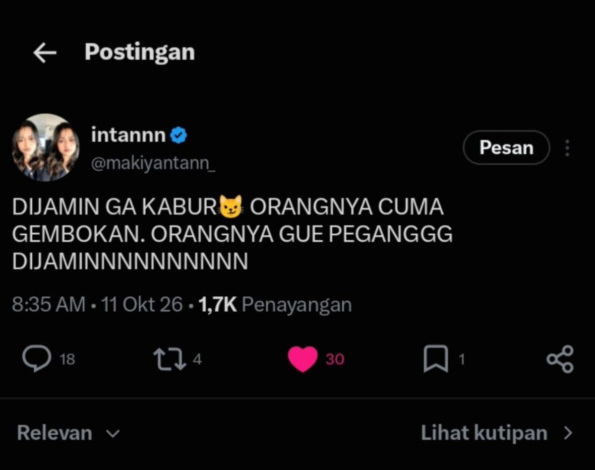 loffmieayam's tweet photo. "DIJAMIN GA KABUR" 
"GW YANG JAMIN 100%"
"ORANGNYA CUMA GEMBOKAN"
"ORANGNYA GUE PEGANG" 

HALAH WEDUSSS😌 79 ORANG DIBIARIN AJA PERKARA NGAMBEK🧐 https://t.co/cpQqoPp8F4