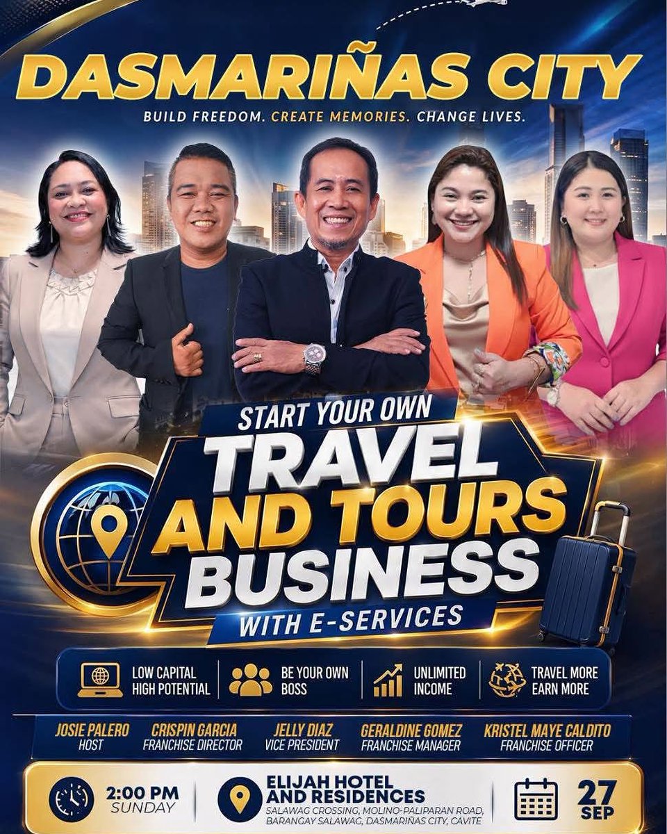 muffincakes's tweet photo. Cavite, handa ka na ba? Para ito sa seryosong gustong magtayo ng sariling Travel &amp; Tours business. Business Orientation Caravan: Sept. 27, 2026, 1 PM, Elijah Hotel, Dasmariñas. Libre ang registration. Limited slots. Comment TRAVEL o mag-PM ng https://t.co/pVXyPi5AV2