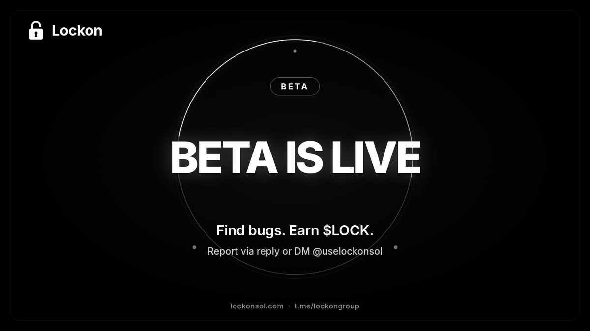 uselockonsol's tweet photo. https://t.co/Df7qK6NQTz is open for early Lockers. Explore it, break it, and help us build it right.

🐞 Found a bug? Report it and earn $LOCK rewards.

How to report:

Reply below or DM @uselockonsol
Share a screenshot + what happened
Valid bugs get rewarded 🎁
Build with us from day one.