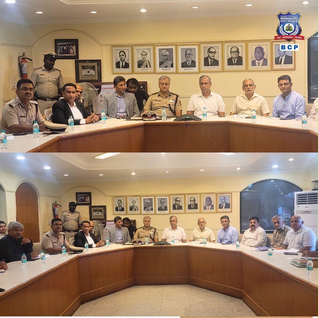 BlrCityPolice's tweet photo. Expert Committee Meeting on India–West Indies T20 International
Bengaluru City Police Commissioner Shri Seemant Kumar Singh, IPS, chaired an Expert Committee Meeting at M. Chinnaswamy Stadium on 12 October 2026 to review preparations for the India–West Indies T20 International scheduled for 17 October 2026.
Mr. Maheshwar Rao M, Chief Commissioner, GBA, Bengaluru City along with senior officers from Bengaluru City Police, Traffic Police, KSCA, and concerned departments participated in discussions on security, traffic management, emergency response, and inter-departmental coordination to ensure the safe and smooth conduct of the match.

#BengaluruCityPolice #IndiaVsWestIndies #T20Cricket