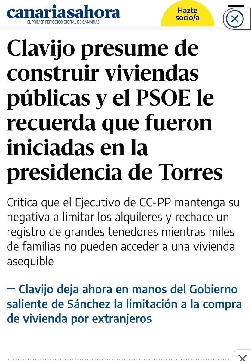 GuillemCristo's tweet photo. A Clavijo en Canarias le pusieron un mote "Clavijo no vales un pijo" y aquí está la prueba 👇 
"Clavijo presume de construir viviendas públicas y el PSOE le recuerda que fueron iniciadas en la presidencia de Torres"
1/2 https://t.co/v9rgEchDUJ