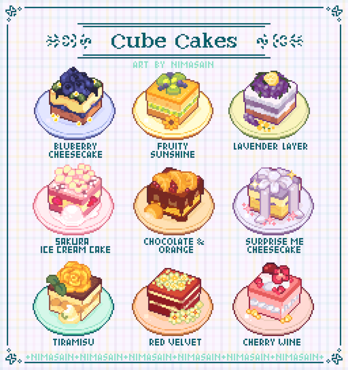 nimasain's tweet photo. everybody want these slice of cakes
#pixelart #ドット絵 https://t.co/P3XisEbrKj