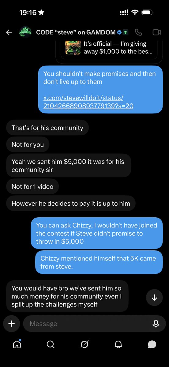 realmpfour's tweet photo. 🚨 Avoid @stevewilldoit and @kingadukes at ALL cost.

I have fairly won their AI video contest, and now they are refusing to pay me.

I used to be a fan of Steve, but never in a million years I would've expected them to threat me this way.

I don't care about the money anymore, I just want to warn everyone in the community to think twice before doing any business with them.

I am very disappointed Steve.