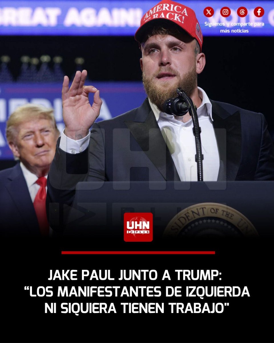 UHN_Plus's tweet photo. 🇺🇸‼️ | “El movimiento woke nunca construyó un país”, sentenció el boxeador e influencer Jake Paul en un firme respaldo al Presidente Donald Trump, cuestionando los métodos y la retórica de la izquierda radical. “Me confunde la izquierda y sus manifestantes, ¿es que no tienen trabajo?”, lanzó Paul al desacreditar la agenda progresista, añadiendo que “todas sus críticas en Twitter jamás edificaron esta gran nación, el odio nunca levantó un país”.
