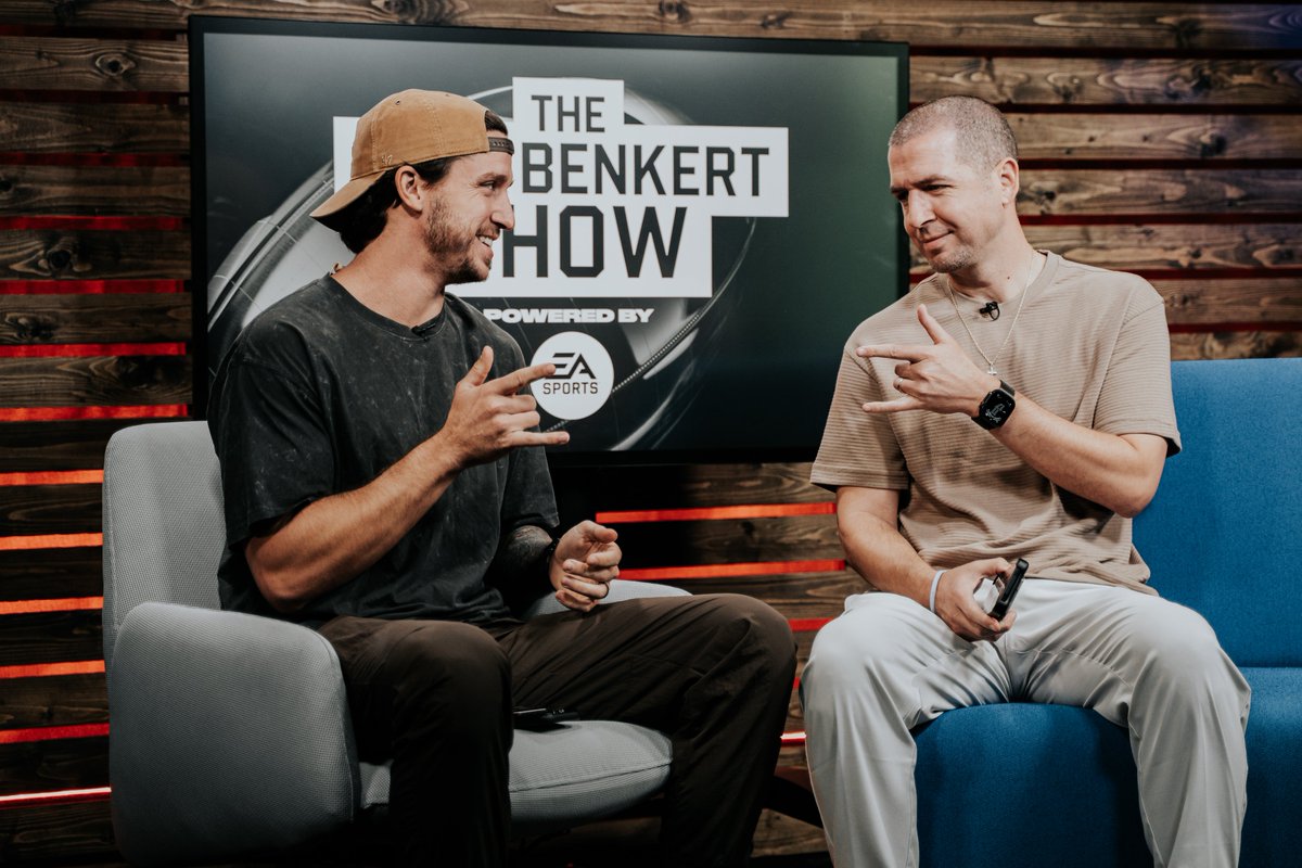KurtBenkert's tweet photo. about to sit down with @ScottOGallagher 

what's one thing you MUST see in Madden 28? 👀👇 https://t.co/yfnsv6I6zT