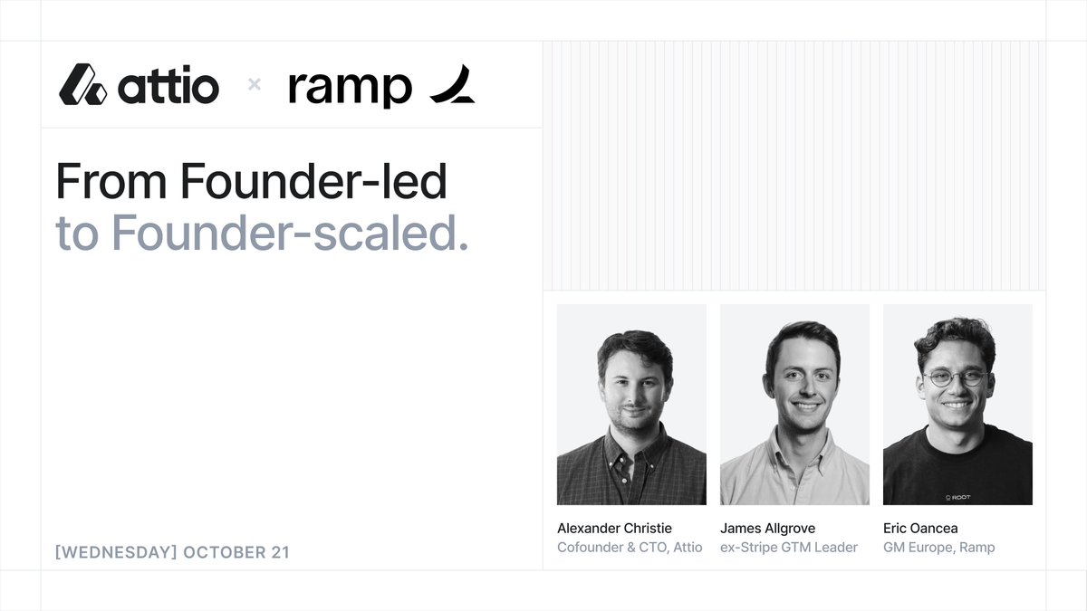 attio's tweet photo. The best founders turn what they know into systems their team can run with.

Join @byteofbits, @jamesallgrove, and @eric_oancea on how top operators give teams more autonomy without adding bureaucracy.

21st October, London HQ.

Register now: https://t.co/oikWm0W70c https://t.co/WqT21qYXyH