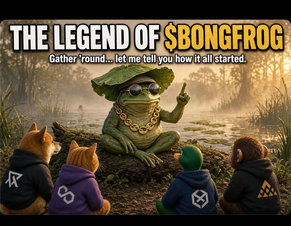 luqzy07's tweet photo. @REALBONGFROG 

This one took real time and effort. I built a full storytelling video around the Bong Frog legend — old frog sitting the crypto mascots down like a classic folktale, telling how he fought the evil bear that was terrorizing CT back when he was young and great. Custom opening and ending images, Japanese dialogue with English subtitles, and the whole swamp narrative tied together. Not just a quick meme — actual creativity and work went into this one. Hope the swamp likes it. 🐸
@REALBONGFROG $BONGFROG #BongFrogMemeWars #BongFrog #MemeContest