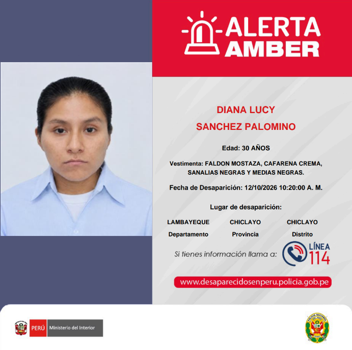SBSPERU's tweet photo. 🚨 La #SBSPerú se suma a la difusión de la #AlertaAmber para contribuir a la búsqueda de personas desaparecidas. Si tienes información que pueda contribuir a su ubicación, comunícate con la Línea 114 de la @Policia_Peruana. https://t.co/PSeCM1ofQ3