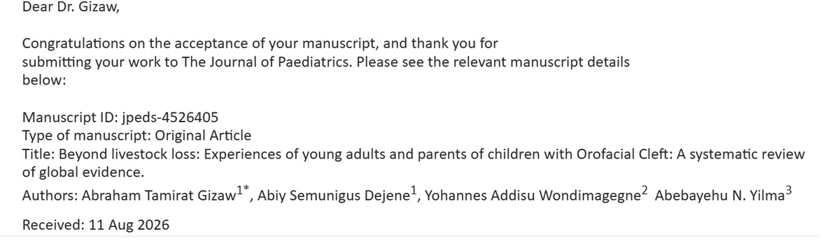 dr_Abebayehu's tweet photo. 🎉 Another research milestone!
Two manuscripts got accepted for publication. Thanks to our collaborator at Jimma University in Ethiopia. @KristinSznajder
#ClimateChange #GlobalHealth #MentalHealth #ResearchCollaboration #Ethiopia https://t.co/kvaEzIPX24