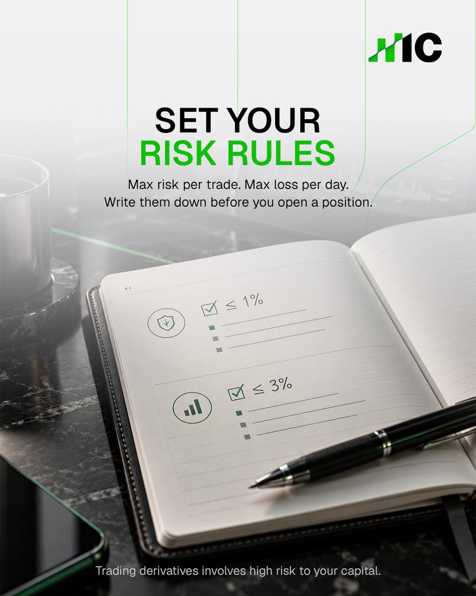 ic_com_official's tweet photo. Q4 starts today. ποΈ
Before the busiest stretch of the trading year, take ten minutes to reset: review last quarter, write down your risk rules, choose your markets and mark the big events in your calendar.
A plan doesn't remove risk, but it does remove a lot of guesswork.
Swipe through the checklist and save it for Sunday. π
Which step do you usually skip? Tell us below π
Trade with IC: https://t.co/JMvYIaCkRJ
***
Trading in securities involves significant risk. Prices may fluctuate and securities may become valueless. Losses may exceed deposits. These products are complex and require appropriate knowledge.
#IC #ICGlobal #TradingPlan #TradingEducation #RiskManagement #TradeSmart