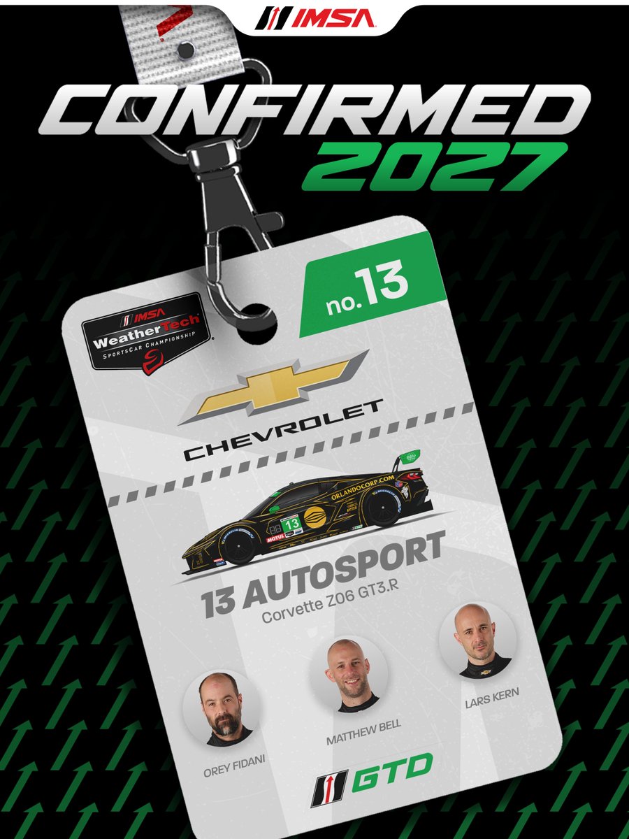 IMSA's tweet photo. 📰: 13 Autosport Returns for 2027 IMSA GTD Season!

https://t.co/a64YLNgKHG https://t.co/qynjsXgZJz