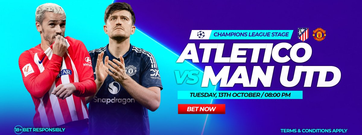 BetChiefNigeria's tweet photo. ATLETICO 🆚 MAN UTD
📅 Tuesday, 13th October
⏰ 8:00 PM
#Betchief #manutd #MatchHighlights https://t.co/rlvEbI61xH