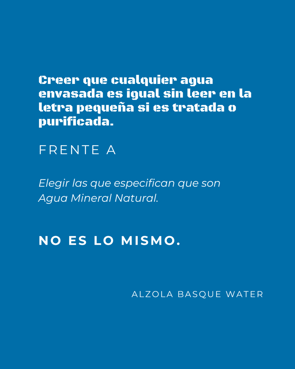 BasqueWater's tweet photo. 💧 Compramos por inercia creyendo que todas las aguas son iguales, pero la letra pequeña importa.
🔍 No es lo mismo un agua tratada que un Agua Mineral Natural que brota pura.
¿Sabes lo qué bebes? 👇
https://t.co/Mzqu85Aq30
#BasqueWater #ConsumoConsciente #LetraPequeña https://t.co/eBVbu5v3J6