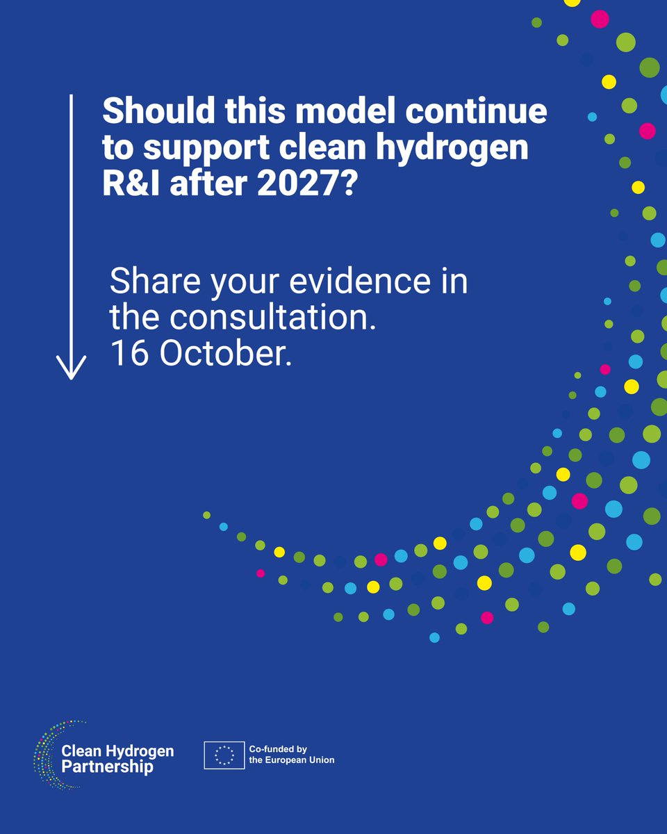 CleanHydrogenEU's tweet photo. 🇪🇺💧 Joint Undertakings are strategic instruments which shows long-term commitment of budget from both public &amp; private side; this gives confidence to investors &amp; helps speed-up new technological solutions.
 
⏳ 3 days left to shape the future of the JUs: https://t.co/FLHptclmst https://t.co/1KFsdvtxjB