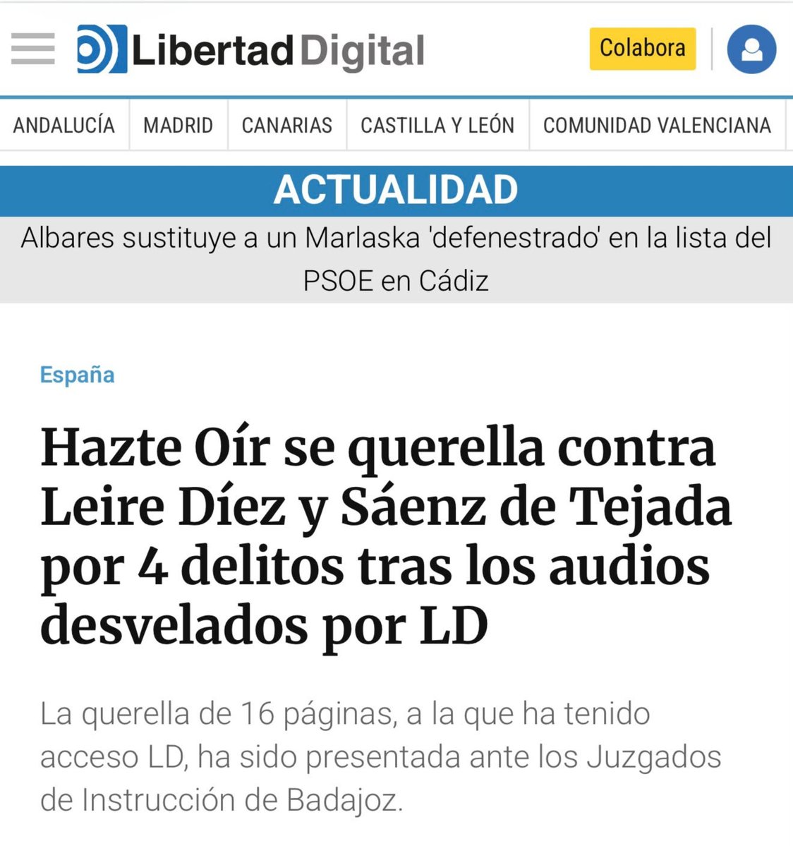 hazteoir's tweet photo. 🚨 ÚLTIMA HORA / Caso Cloacas
¡IMPUTADO SÁENZ DE TEJADA!
Sáenz de Tejada, el exjuez que ayudó a Leire Díez con todo lo que tiene que ver con las Cloacas del PSOE en Badajoz, acaba de ser imputado.
El magistrado le ha citado el próximo 28 de octubre a las 10.30 horas para comparecer.
Recordamos que Hazte Oír presentó en 2025 una querella contra Leire y Sáenz de Tejada por estos hechos.
HO, como siempre, un paso por delante.
🙏 GRACIAS POR HACERLO POSIBLE