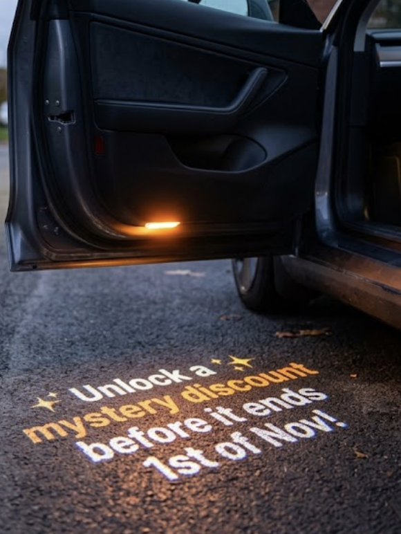 custompuddles's tweet photo. Upgrade your ride with a custom projection and unlock a mystery discount. Use code HALLOWEEN at checkout... your secret savings are only revealed then! Don't wait, offer ends November 1st.
#CarLighting #PuddleLightProjection #CustomBuild #HalloweenGifts #AutoCustomization https://t.co/KexqM0m7SQ