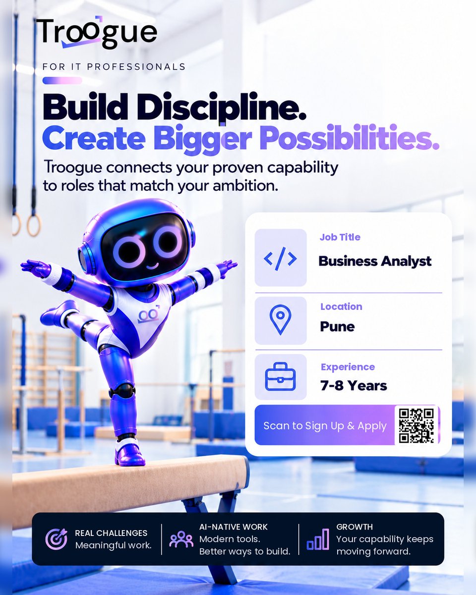 troogue's tweet photo. 📢 Our enterprise partner is hiring! 
💼 Business Analyst 
📍 Pune | ⏳ 7-8 years 

📲 Scan the QR Code  or
Apply via Troogue: https://t.co/IKXpcD0nF5 

💬 Queries? DM Imran Khan: 9087060303 

🙌 Tag someone who'd be a great fit! 

#Hiring #BusinessAnalyst #PuneJobs https://t.co/uhul4aYEKP