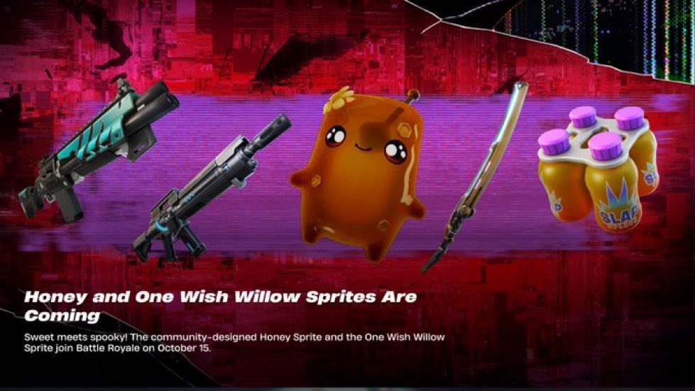 FortniteNews178's tweet photo. 2 New Sprites Arrive in Fortnite: Battle Royale - Thursday, October 15th! 

- Honey Sprite
- One Wish Willow Sprite https://t.co/xgsH0TtdA9