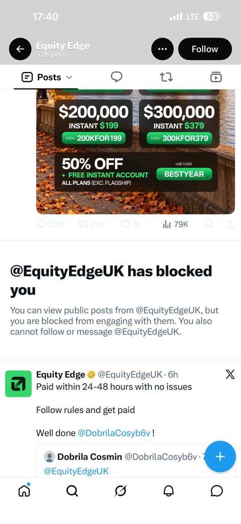 Tenie_x's tweet photo. @ZararEquityEdge @berkayglife @EquityEdgeUK all I did was speak up about what I believe was unfair treatment. My $3,692 payout was rejected, and I was offered a $25K account, while another trader reportedly received $2,000 in goodwill compensation for the same stated violation. Now I’ve been blocked for raising my concerns. Why block me instead of addressing the issue? Am I wrong for asking to be treated fairly?