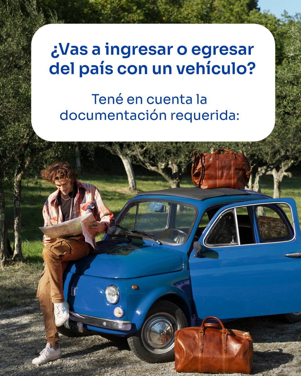 AduanaURU's tweet photo. ¿Vas a entrar o a salir de Uruguay con un vehículo? Te contamos la documentación que necesitas. #Uruguay #Turismo #Vacaciones #Aduana https://t.co/xeSUxjjIYL