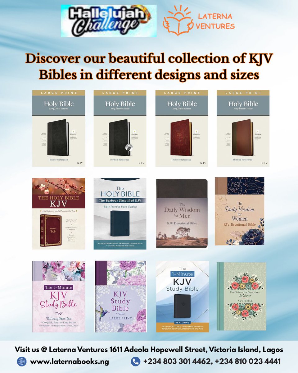 laternabooksng's tweet photo. More KJV Bibles, which bibles are you going for, for this #hallelujahchallenge season? https://t.co/lOZyUu3Tpn