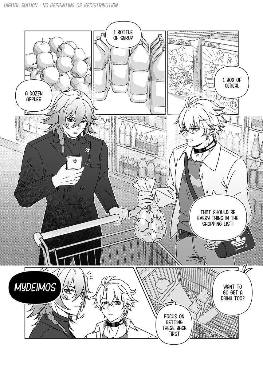 seasonalgold's tweet photo. #phaidei 
☀️🍷As promised, here is the main comic portion of my Phaidei fanbook~  It is a brainless comedy featuring the Grand Chrysos Restaurant AU from 2025's Aprils Fool promo video. 
Pages: (3/20)
Cont. in replies ⬇️⬇️⬇️ https://t.co/cvOElgEO4J