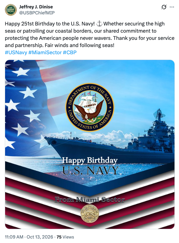 dave_brown24's tweet photo. Here is an official with the U.S. Border Patrol posting an image of a Kirov-class Russian battlecruiser https://t.co/rHL864vIhc
