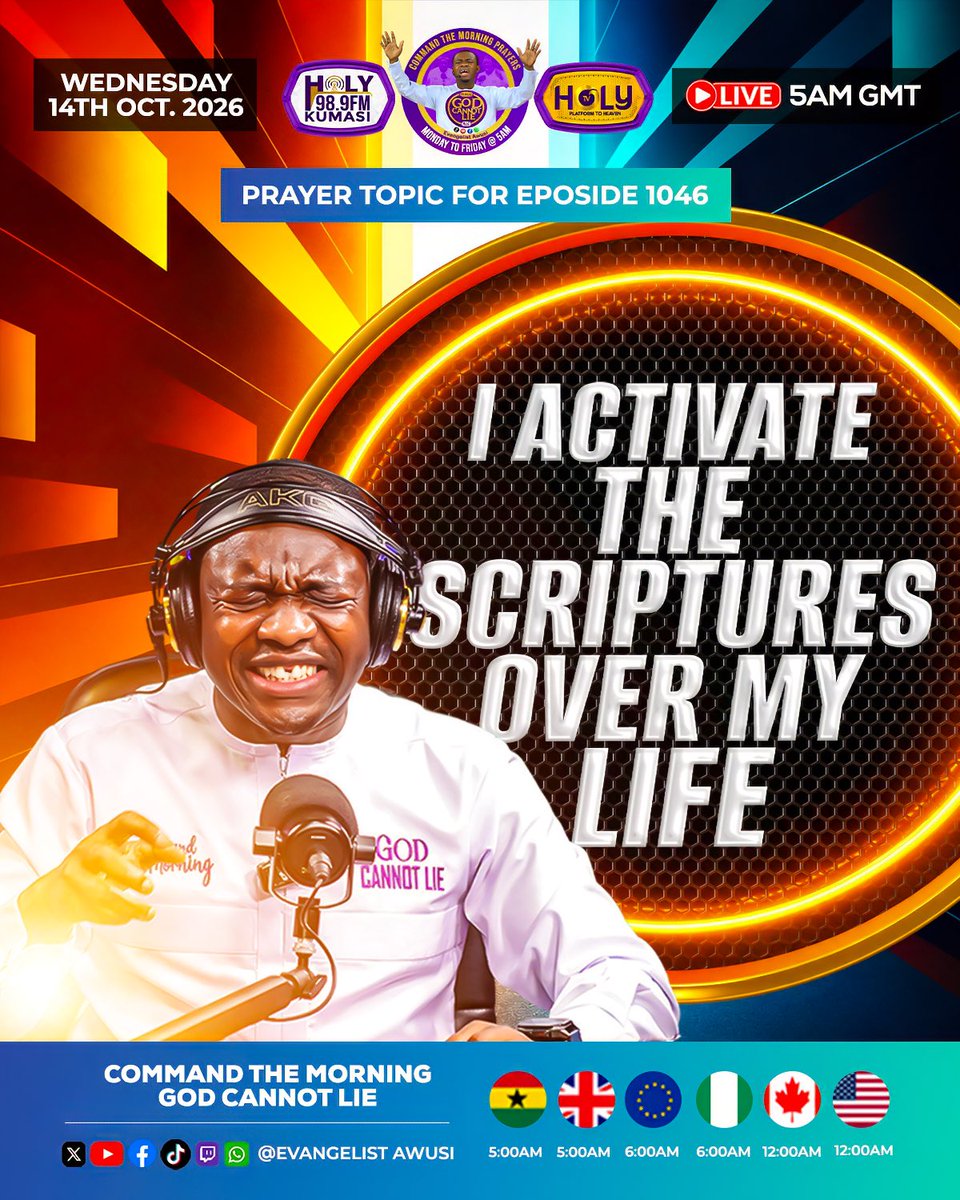 evangelistawusi's tweet photo. Type "AMEN" to claim this declaration, share this post, and set your alarms for 5:00 AM tomorrow! Let us command the morning together.

#EvangelistAwusi
#CommandTheMorning
#DivineRestoration
#SpiritualWarfare
#DeliverancePrayers
#PropheticDeclaration
#MorningPrayers https://t.co/xF0gQFOFuV