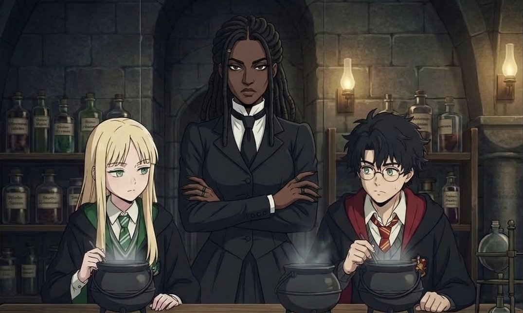 greyrat__'s tweet photo. @ChibiReviews Ok hear me out! They made Snape black in the Harry Potter Series. We know Snape had a Bullying backstory.  WHAT IF... Snape was a black girl and actually loved the Father from Harry 😂 This would also be a crazy plot. And that's why she looking for Potter's safety https://t.co/Lyoz2CUJCG