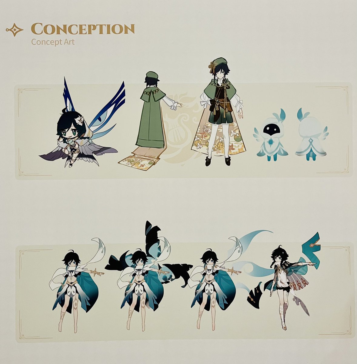 cakepoops2's tweet photo. I love that Venti’s first archon concepts didn’t include his big white angel wings. They were still honkaipilled when they initially drew him up 🙂‍↕️ https://t.co/1PUaw40uHr