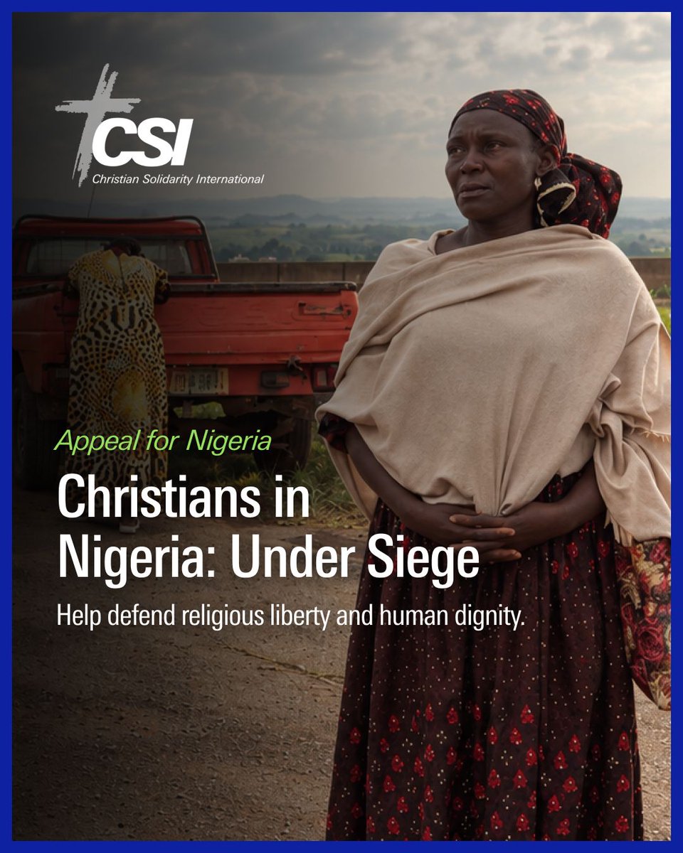 CSI_humanrights's tweet photo. Christians in #Nigeria: Under Siege 🇳🇬 

Nigeria's Middle Belt – where a Christian is killed every 90 minutes. In the first nine months of 2026, a total of 4,216 Christians were assassinated.

Heavily armed Fulani militias have been carrying out merciless massacres, abductions, and land seizures. 

The toll on these vulnerable communities is catastrophic:
📉 Over 22,000 innocent people have been killed in recent years.
🏚️ 1.3 million families have been violently driven from their homes.
⛪ Massive cultural erasure continues, with thousands of churches destroyed.

CSI refuses to let these victims be forgotten. Our teams are actively combining direct humanitarian aid for survivors with relentless international advocacy to demand protection and justice. 

Join us in our sacred mission 🙏

Please help us shatter the global silence by liking and sharing this post, and stand with the persecuted Church today.

Find out more on our campaign page:
🔗 https://t.co/SFuKxhMhmc 

And if you can, kindly donate to our projects:
👉 https://t.co/tMcbDDwmG9 

#Christianity #HumanRights #ReligiousFreedom #ChristiansInNigeria
