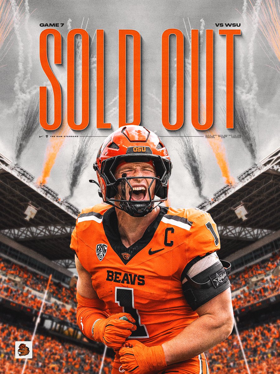 BeaverFootball's tweet photo. It’s official, we’re SOLD OUT this weekend! 

Beaver Nation TURNT UP 🔥
—
#TheDamStandard https://t.co/jlMeS7jKaO