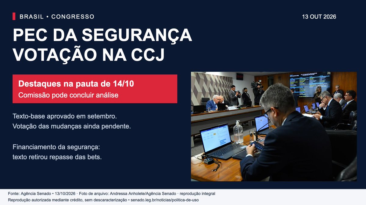 PunkFunkLove's tweet photo. 1/2 PEC DA SEGURANÇA: a CCJ pode concluir a análise em 14/10. O texto-base passou em setembro; faltam votar mudanças destacadas. A pauta inclui o uso do Fundo Nacional de Segurança Pública em ações das Forças Armadas.
https://t.co/5BHopuSHRb https://t.co/IIqhgagyFA