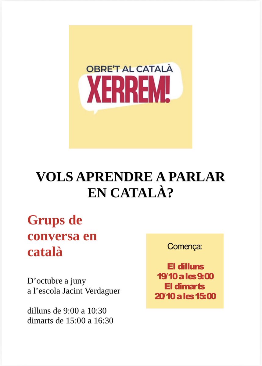 CLxR_SEB's tweet photo. La setmana que ve començarem un curs de conversa per aprendre a parlar en català. Aquest curs l’organitzem el Consell Local de la República de Santa Eugènia de Berga i el CAL, amb la col•laboració de l’Escola Jacint Verdaguer i de @AjuntamentSEB https://t.co/KHTguQVOPN