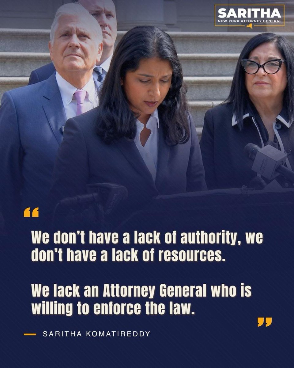 sarithaforny's tweet photo. New York has the authority. 

New York has the resources. What’s missing is leadership. 

As Attorney General, I will enforce the law and put New Yorkers’ safety first. https://t.co/H9WEWteNMM