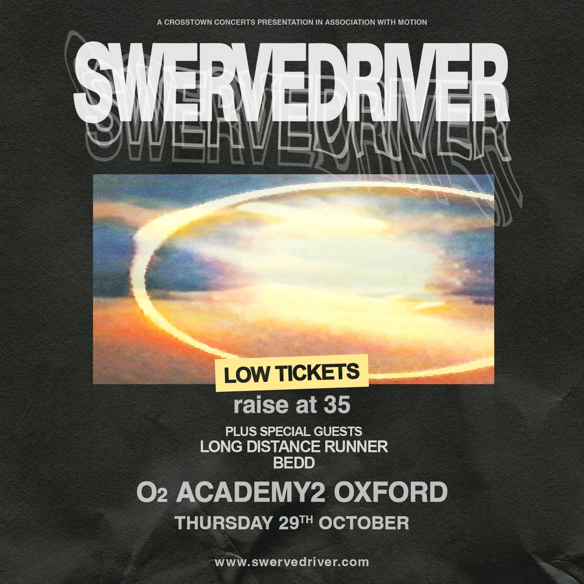 O2AcademyOxford's tweet photo. Low-ticket alert‼️Alt-garage-shoegaze rockers @swervedriver are headed to O2 Academy Oxford, the city where it all began. Don't miss them here with special guests Long Distance Runner - Thu 29 Oct! 

Grab your tickets 👉 https://t.co/5BpSsQjSiI https://t.co/m8peajdRTg