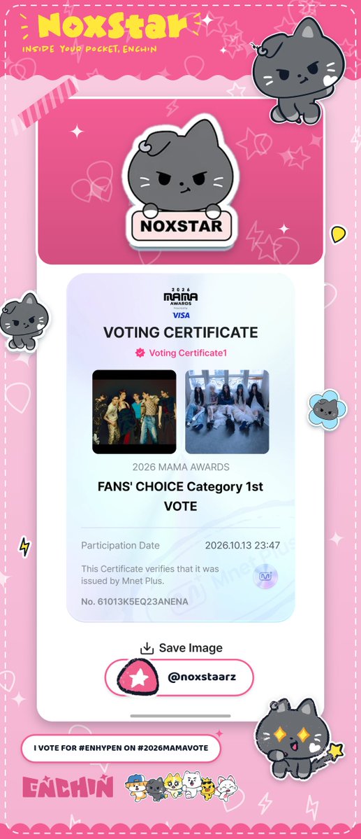 noxstaarz's tweet photo. the baddest bitches are engenes who vote for enhypen! 

I vote for #ENHYPEN on #2026MAMAVOTE https://t.co/6BoT6ZKphU