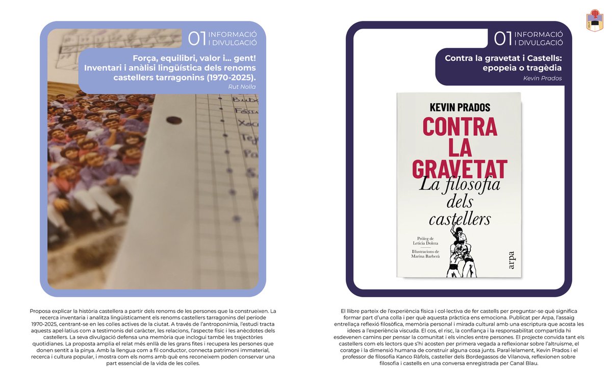JoveDeTarragona's tweet photo. 🏆 Ja tenim els finalistes de la categoria d’Informació i Divulgació dels primers Premis Agustí Forné a la Comunicació Castellera!

Enhorabona a totes les nominades i nominats! 

#PremisAgustíForné #FemElPas #castells https://t.co/fyHqdjNM4C