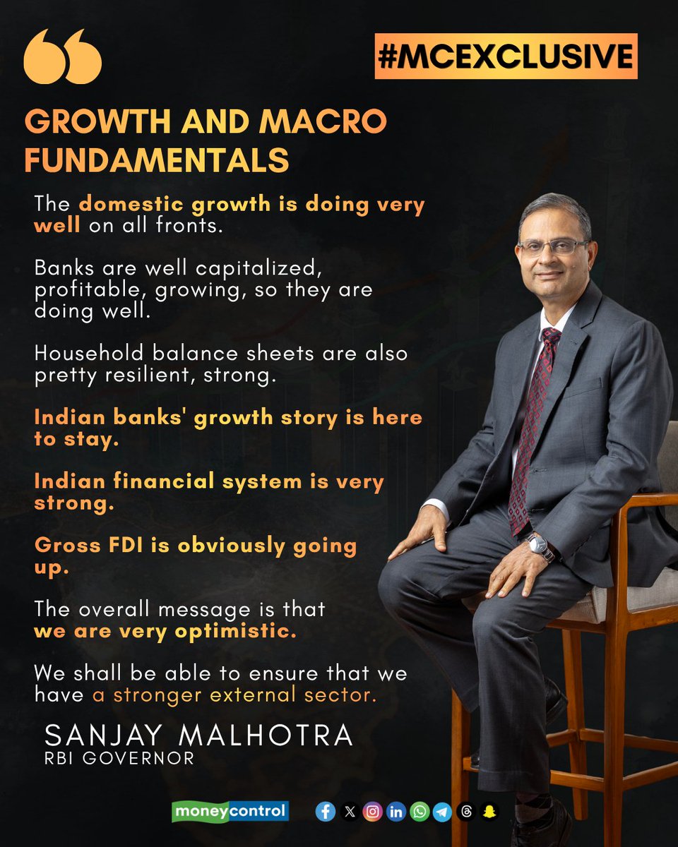 moneycontrolcom's tweet photo. @humsitweets #MCExclusive | 🚨 RBI expects surplus liquidity in banking system to decline shortly: Governor Malhotra
In conversation with @humsitweets & @jain_anupreksha 👇
https://t.co/JFh9gPaQpx
#RBI #Rupee https://t.co/FWIvwInS2A