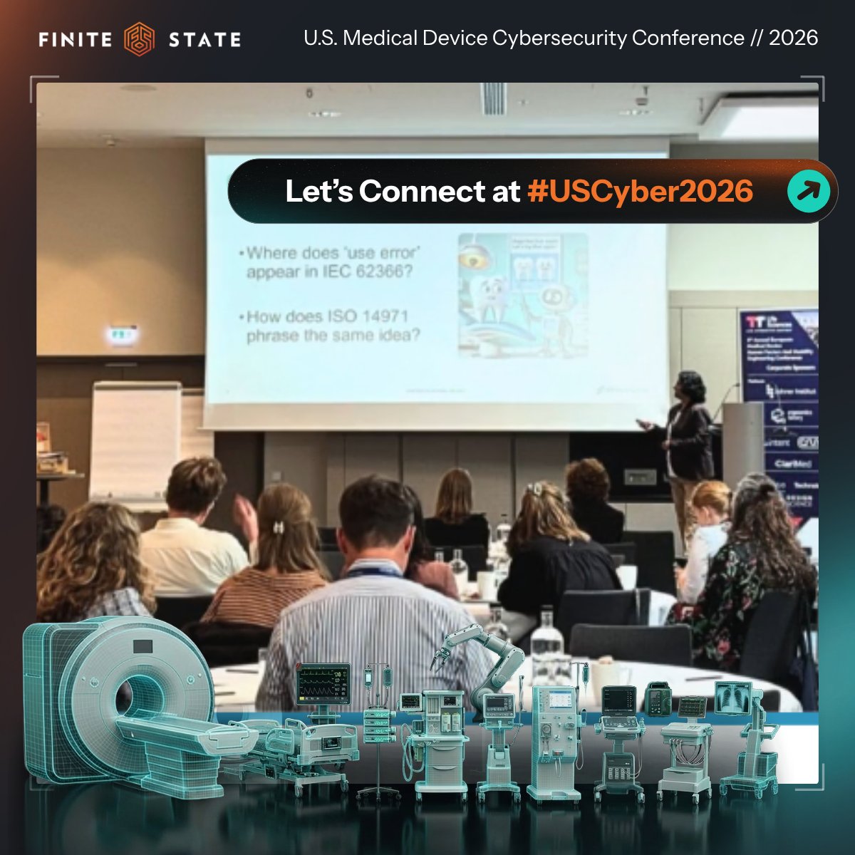 FiniteStateInc's tweet photo. FDA 524B is raising the stakes for medical device cybersecurity. Is your security evidence ready?
Join Finite State at #USCyber2026 to discuss SBOMs, vulnerability risk, & defensible compliance evidence.
Let's connect: https://t.co/4neClhI1ze
#MedicalDeviceSecurity #FDA524B https://t.co/pcC6LdhuIl
