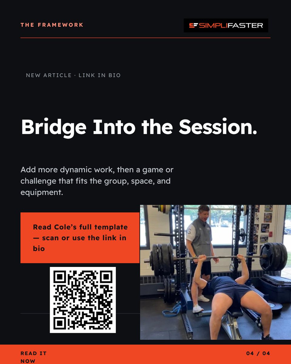 SimpliFaster's tweet photo. Choosing a new warm-up every day? Keep the template. Change the movements. After 11,000+ warm-ups, Cole Hergott shares how he prepares athletes, checks readiness, and keeps the work fresh:

https://t.co/KVdJWxVTfD

#WarmUp https://t.co/sX5RWMa2S8