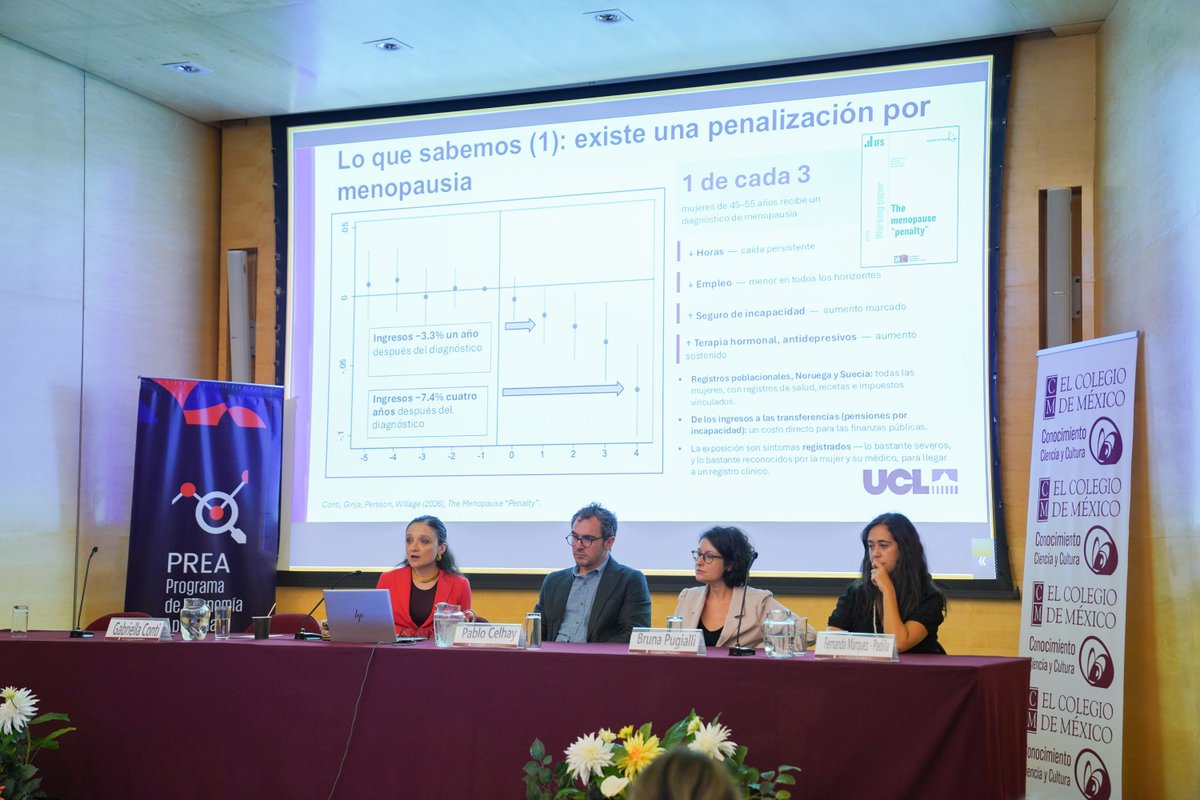 CEEColmex's tweet photo. 💡El pasado viernes 9 de octubre tuvimos la conferencia “La economía de la Menopausia”, organizada en conjunto con el @PREAColmex. ¡Gracias por acompañarnos! https://t.co/c65SggnPPT