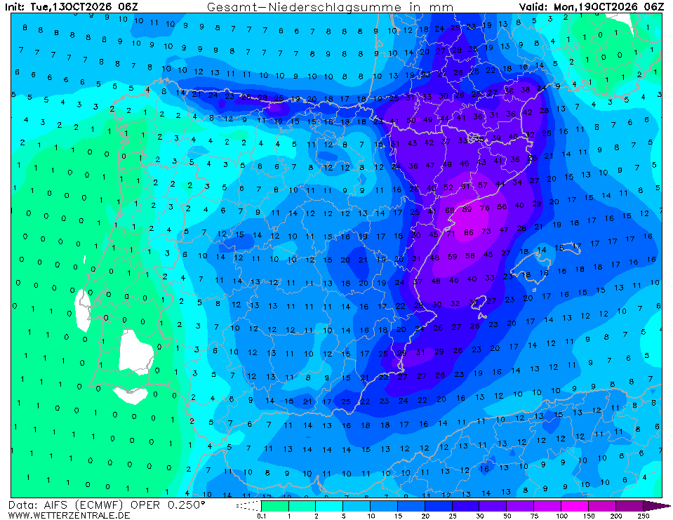 fmrjt's tweet photo. Se li va la castanya al GFS (sortida 12Z 13/10/2026)
a + 144 h (=> acabaria cap a migdia de dilluns) #precipitacio acumulada #meteo #prediccio #pluges #tempestes #inestabilitat #tardor
AIFS ECMWF sortida 06Z + 144 també es veuen cosetes.... https://t.co/04o8OyXLam