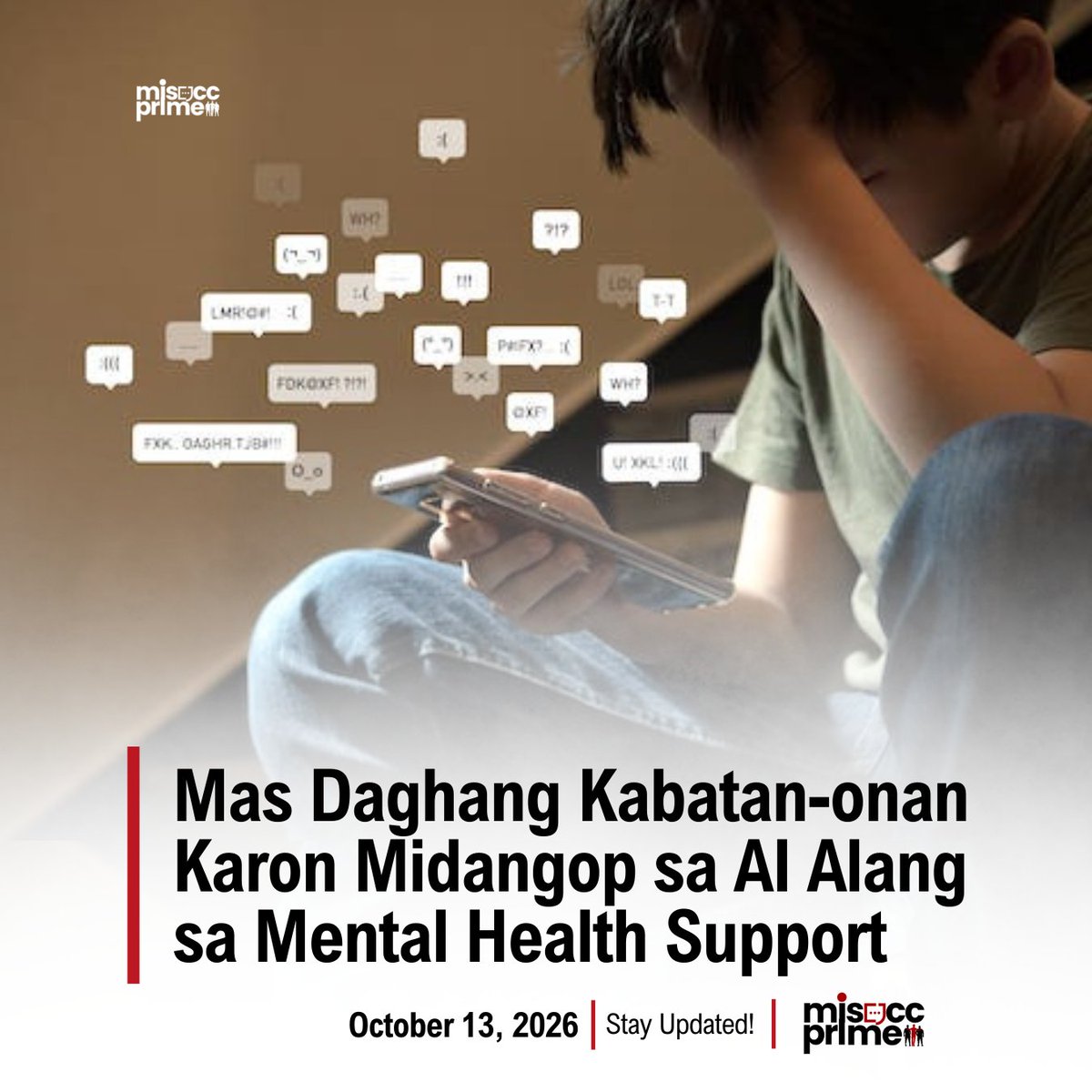 misoccprime's tweet photo. DIGITAL ANG TAMBAG! Usa ka bag-ong report ang nag highlight sa nagkadakong trend sa mga teenagers ug youth nga nag gamit og artificial intelligence (AI) chatbots aron mangayo og tambag para sa ilang mental health.

https://t.co/SSxoL3bIvI https://t.co/Y1gZnSZEsj