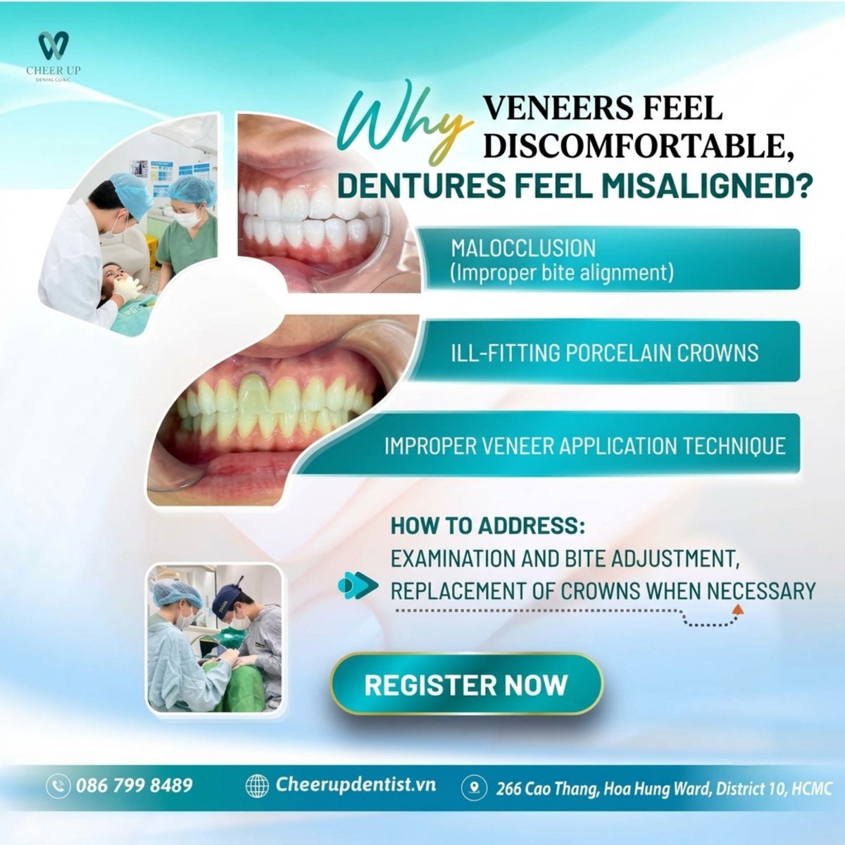 CharlyGami's tweet photo. ✨Reclaim Your Smile’s Comfort
Don't let uncomfortable dental work hold you back. If your veneers feel wrong or your bite is off, Cheer Up Dental Clinic can help. We provide expert assessments and tailored solutions like bite adjustment and https://t.co/3kegyuWoev